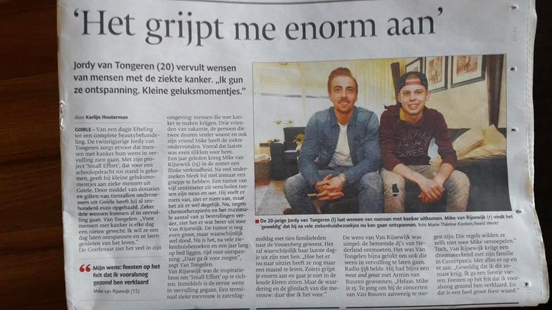 Jordy in het Brabants Dagblad